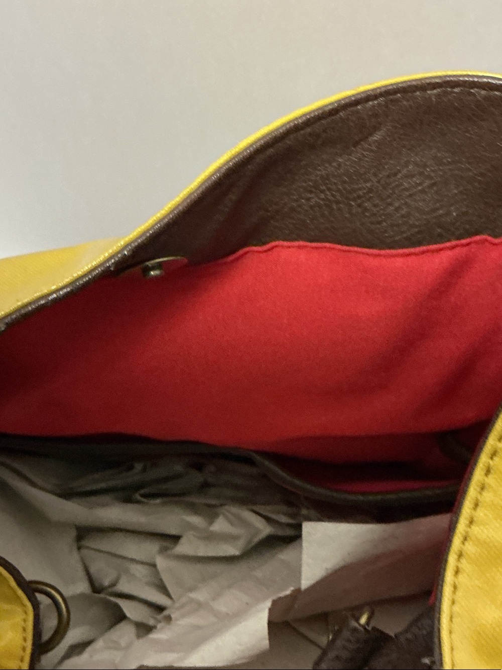 Carlos by Carlos Santana Yellow Floral Shoulder Tote with Brown Trim - Picture 4 of 5